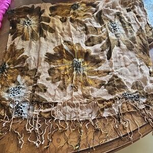 Floral Brown and Yellow Scarf